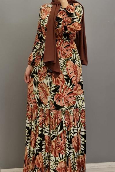 Yaprak Model Elbisem  Turuncu