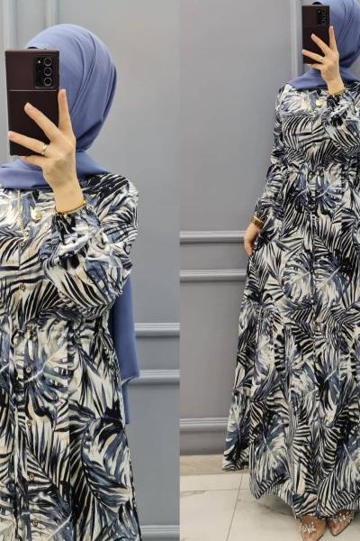 Yaprak Model Elbisem Mavi