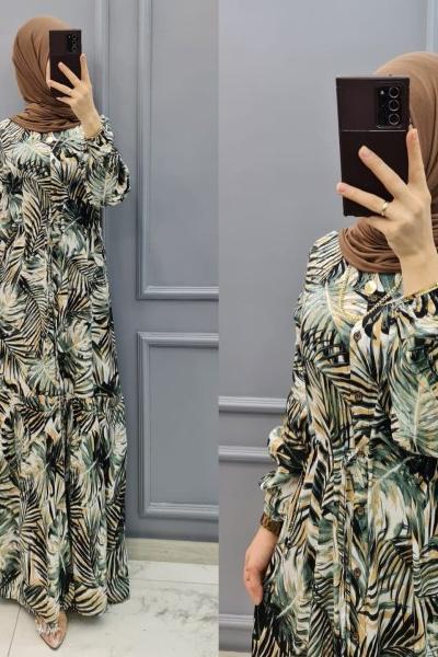 Yaprak Model Elbisem Yeşil