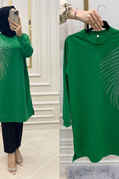 Yelpaze Tuniğim Koyu Yeşil