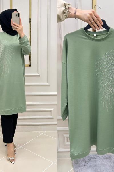 Yelpaze Tuniğim Mint Yeşili