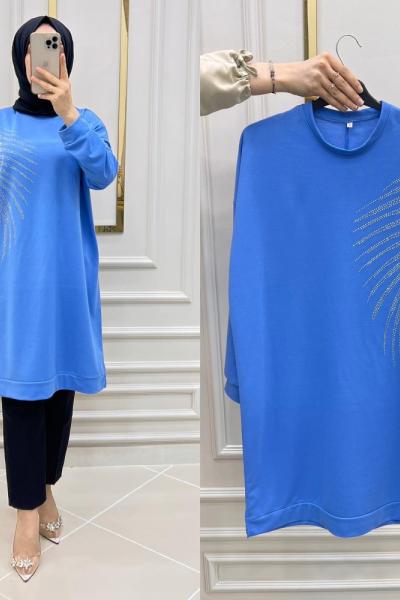 Yelpaze Tuniğim Mavi