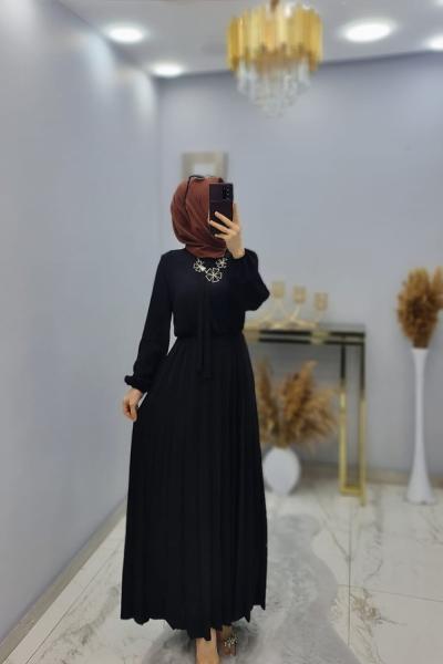 Yen Model Pilise Elbise  Siyah