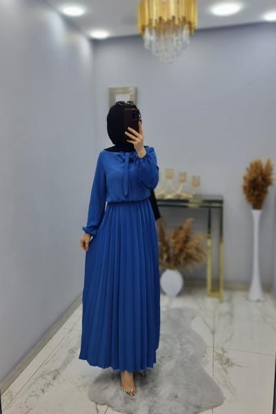 Yen Model Pilise Elbise  Mavi