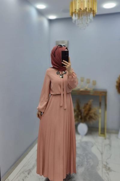 Yen Model Pilise Elbise  Pudra