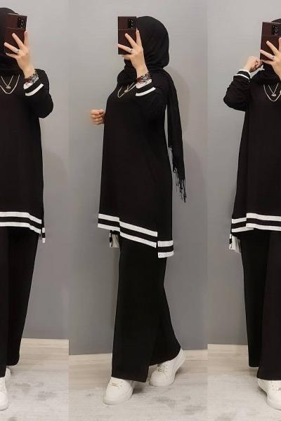 YENİ MODEL ŞERİTLİ TAKIMIM Siyah