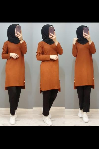 Yeni Model Triko Tunik  Kiremit