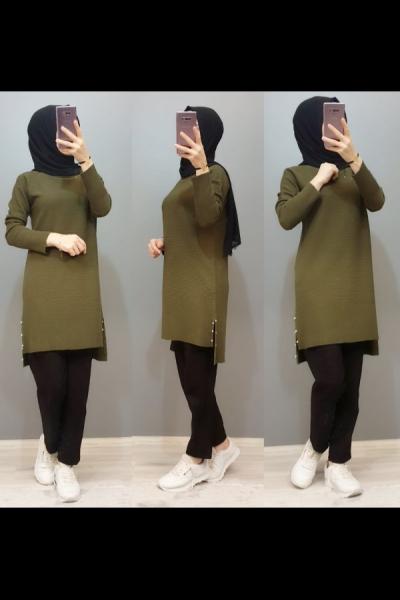Yeni Model Triko Tunik  Haki