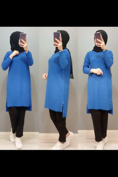 Yeni Model Triko Tunik  Mavi