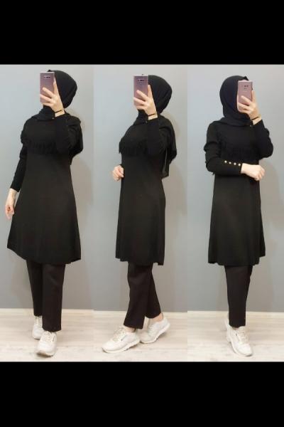 Yeni Model Triko Tunik  Siyah