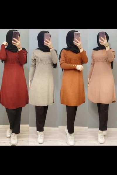 Yeni Model Triko Tunik  Taş Rengi