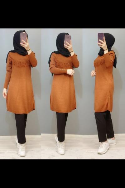 Yeni Model Triko Tunik  Kiremit
