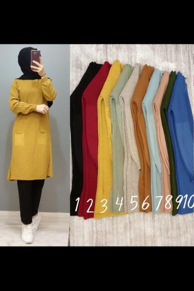 Yeni Model Triko Tunik  Hardal Sarısı