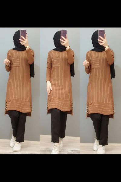 Yeni Model Çizgili Tuniğim Taba