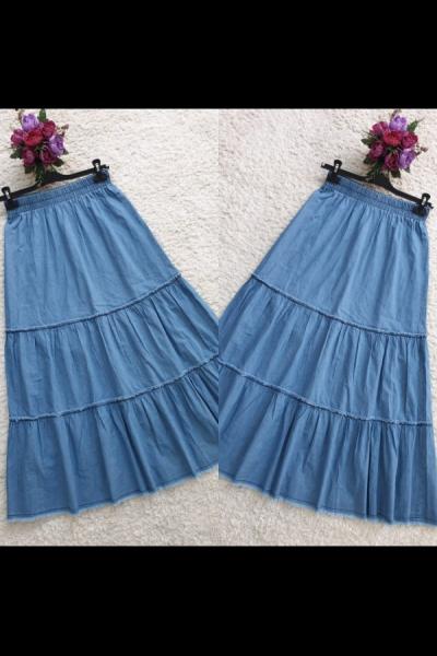 Yeni Model Kot Etek Açık Mavi