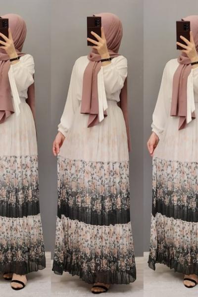 Yeni Model Piliseli ÇİÇEKLİ Eteğim Siyah