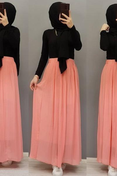 Yeni Model Şifon Eteğim Yavru Ağzı