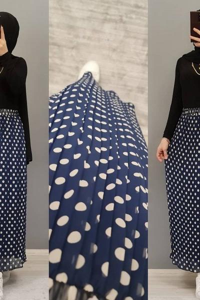 Yeni Model Şifon Eteğim Lacivert