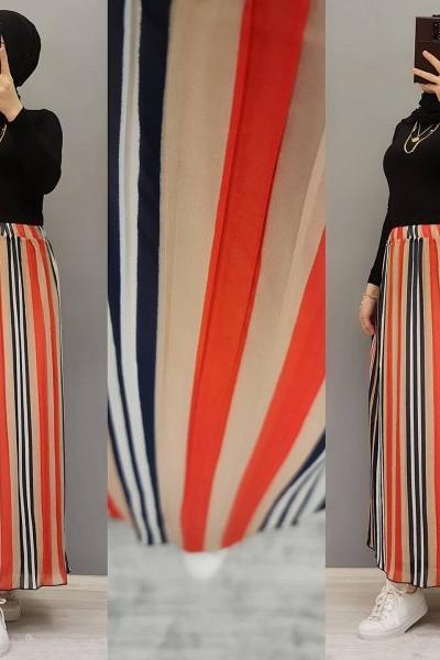 Yeni Model Şifon Eteğim Bej