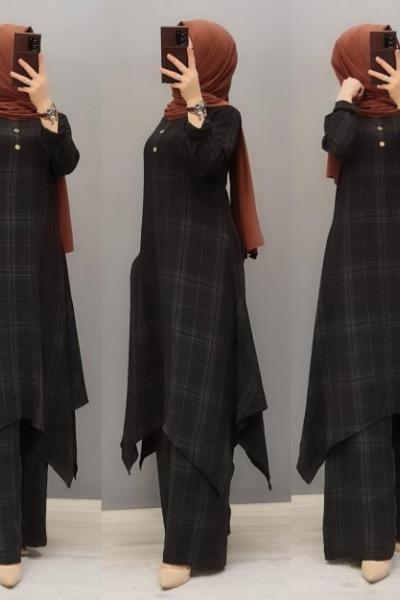 Yeni Model Ekose Takımım  Siyah