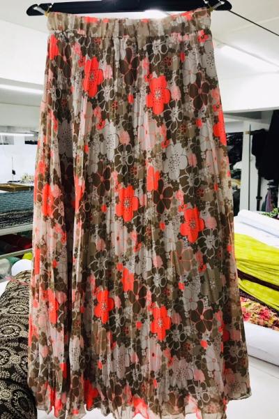 Yeni Model Şifon Eteğim Kahverengi