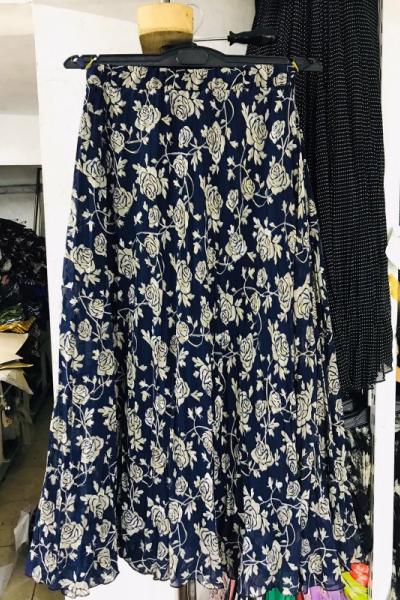 Yeni Model Şifon Eteğim Ekru Lacivert