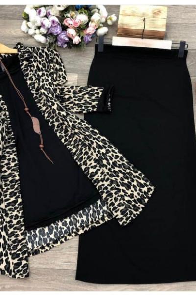 Yeni Model Çizgili Takımım Leopar