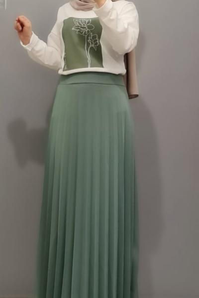 Yeni Model Etekli Takımım Yeşil