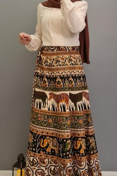 Yeni Model Etnik Desen Eteğim Sarı