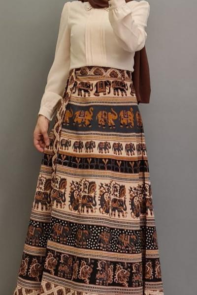 Yeni Model Etnik Desen Eteğim Füme