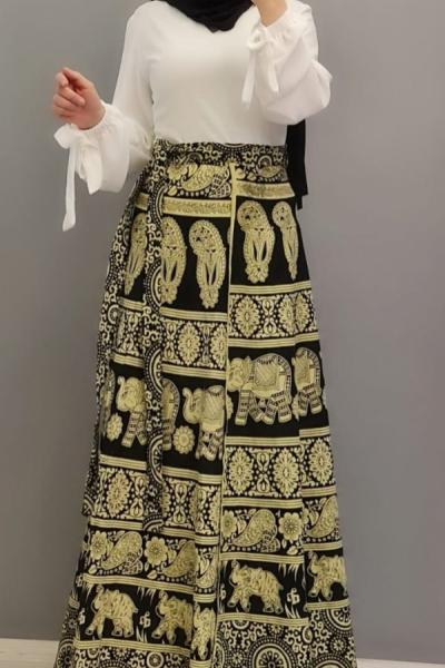 Yeni Model Etnik Desen Eteğim Şu yesili