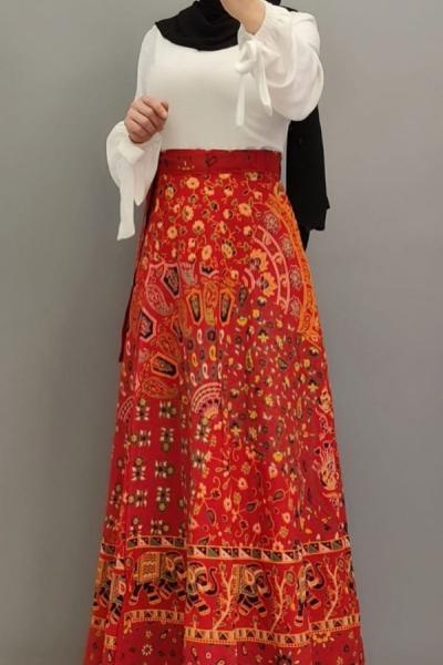 Yeni Model Etnik Desen Eteğim Limon Sarı