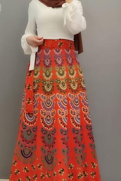 Yeni Model Etnik Desen Eteğim Nar Çiçeği