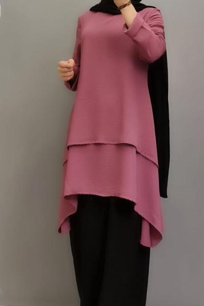 Yeni Model Katlı Ayrobin Tuniğim Lila