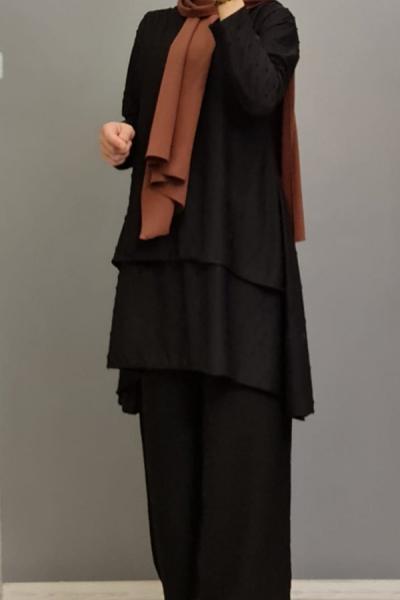 Yeni Model Krep Kumas Tuniğim Siyah