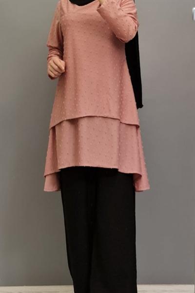 Yeni Model Krep Kumas Tuniğim Gül