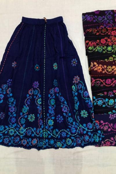 Yeni Model Etnik Desen Eteğim Mavi