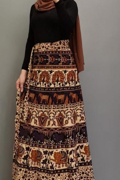 Yeni Model Etnik Desen Eteğim Siyah Taş