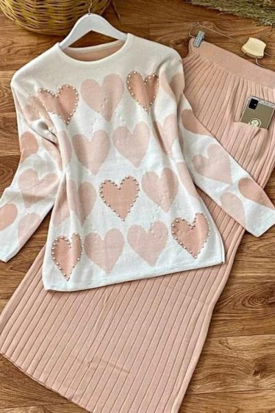 Yeni Model Triko Takımım Pudra