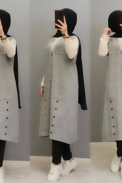 Yeni Model Yeleğim Gri