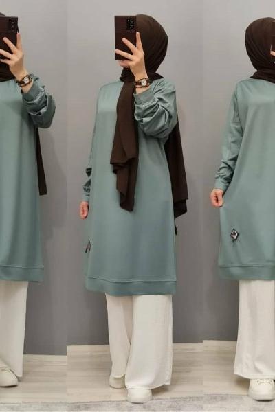 Yeni Model 3 İplik Tuniğim Mint Yeşili