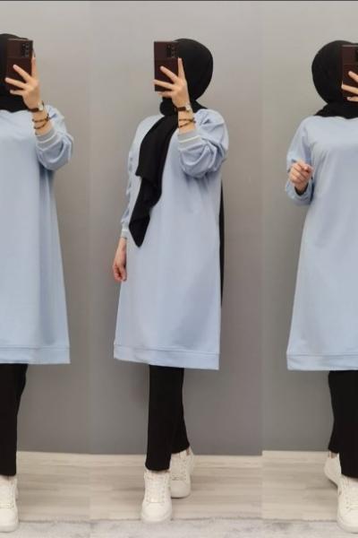 Yeni Model 3 iplikli Tunik Bebe Mavisi