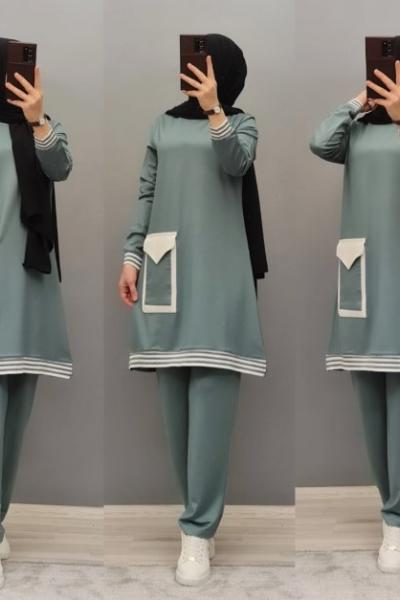 Yeni Model 3 İplik  Penye Takım  Mint Yeşili