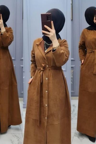 Yeni Model Büyük Beden Süet Kap Taba