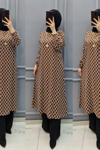 Yeni Model Büyük Beden Tuniğim Kahverengi