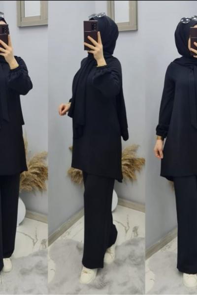 Yeni Model İtal Ayrobin Tunik Siyah