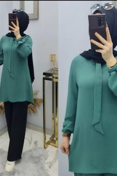 Yeni Model İtal Ayrobin Tunik Mint Yeşili