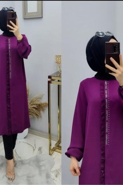 Yeni Model Medine İpeği Tuniğim Fuşya