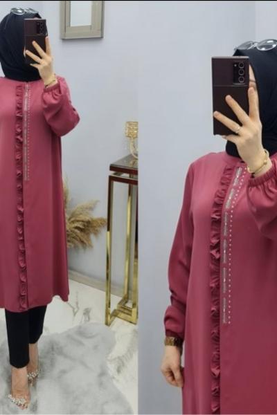 Yeni Model Medine İpeği Tuniğim Pembe