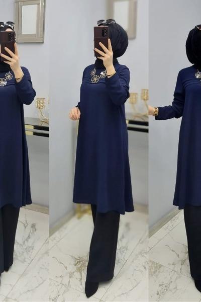 Yeni Model Ayrobin Tuniğim Lacivert
